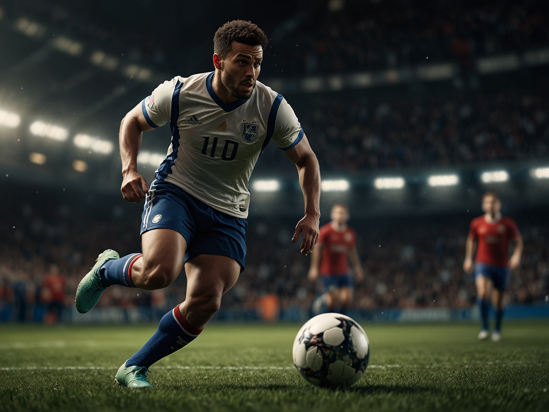 Dynamic sports banner showing a football player in action